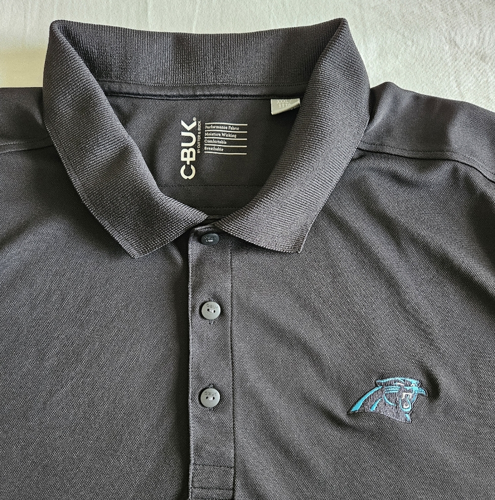 Carolina Panthers NFL CBUK by Cutter & Buck Polo Shirt Men's Size XXXL 3XL Black